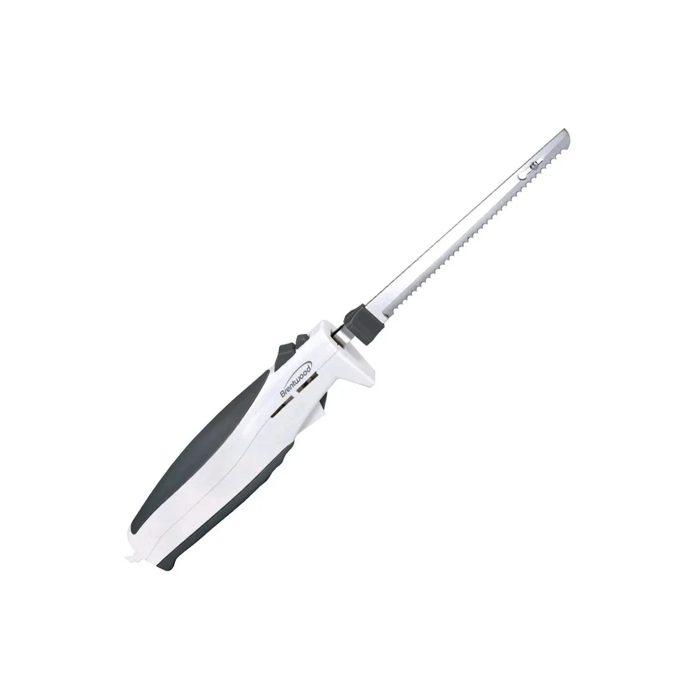 Brentwood TS-1010 Electric Carving Knife 110W White 7in Serrated SS Blades NEW